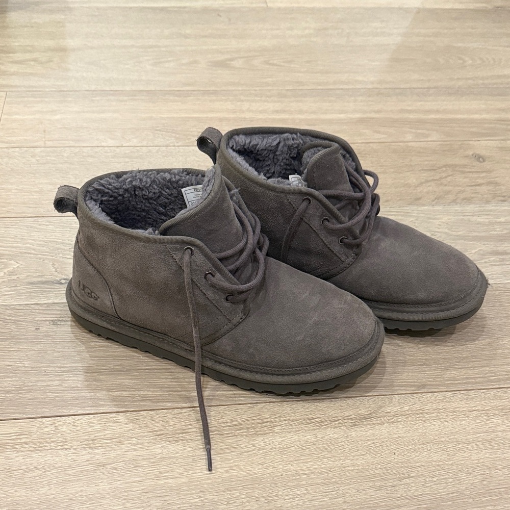 UGG Charcoal Gray Suede Lace-Up Ankle Booties